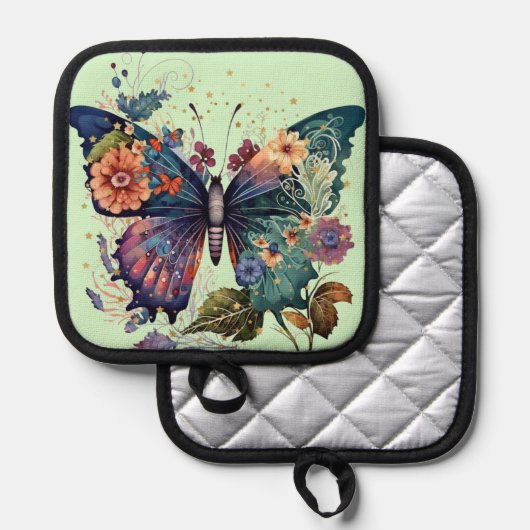 Manique Porte-pots avec un joli papillon (Recto/Verso)