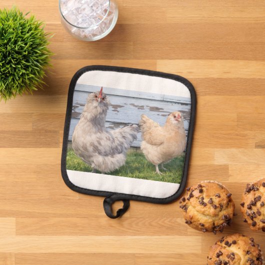 Manique Pot Holder Two Chickens Farmhouse (De haut en bas)