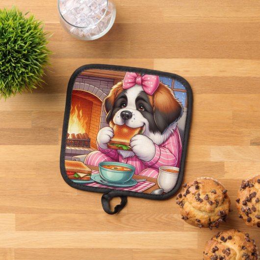 Manique Pot Holder W/ Saint Bernard (De haut en bas)