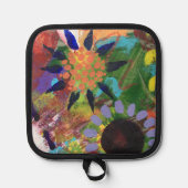 Manique Pots et mitt de four en fleurs Abstraites (Recto)