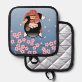 Manique Poupée Kitsune Kokeshi - Black Fox Geisha Girl (Recto/Verso)