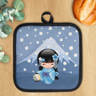 Manique Poupée Kokeshi d'hiver - Blue Mountain Geisha Girl