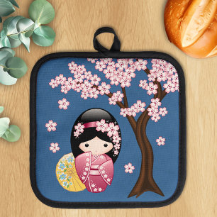 Manique Poupée Kokeshi Printemps - Cute Geisha Japonaise s