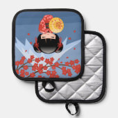 Manique Poupée rouge Sakura Kokeshi - mignonne Geisha Girl (Recto/Verso)