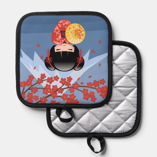 Manique Poupée rouge Sakura Kokeshi - mignonne Geisha Girl (Recto/Verso)