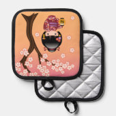 Manique Poupée Sakura Kokeshi - Geisha Girl on Peach (Recto/Verso)