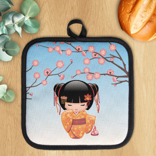 Manique Poupée Ume Kokeshi - Japonaise Geisha Girl Blue