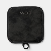 Manique Protège-pot en faux cuir noir moucheté et estampil (Recto)