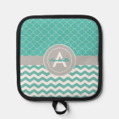 Manique Quatrefoil turquoise Grey Chevron (Recto)