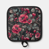 Manique Raspberry, burgundy flowers on dark gray (Recto)