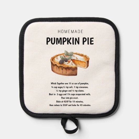 Manique "Recette de tarte Citrouille Idées cadeaux confort (Recto)