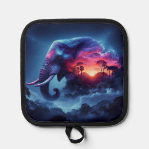 Manique Silhouette d'éléphant fusionnée avec coucher de so