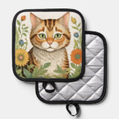 Manique Tabby Chat et Fleurs (Recto/Verso)