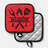 Manique Ustensile de grillmaster rouge  (Recto/Verso)