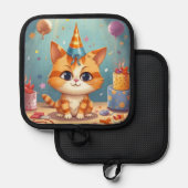 Manique Ustensiles de cuisine à thème de chat chat roux mi (Recto/Verso)