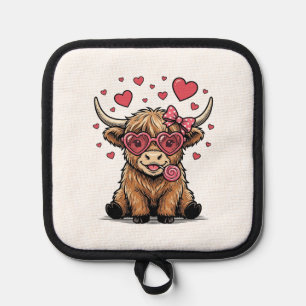 Manique Vache des Highlands mignonne Saint Valentin lunett