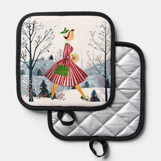 Manique vintage de Noël 1950 (Recto/Verso)