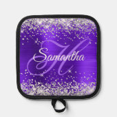 Manique Violet Violet Pourpre Pailleté Argent Monogrammé F (Recto)