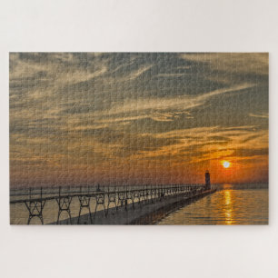 Manistee North Pierhead Light op Sunset Legpuzzel