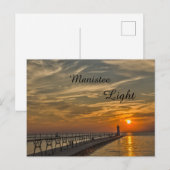 Manistees vuurtoren van North Pierhead Briefkaart (Voorkant / Achterkant)