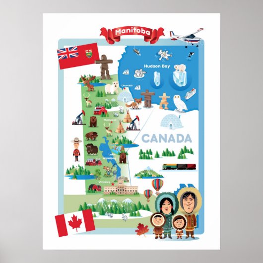 Manitoba Canada Cartoon Poster (Voorkant)