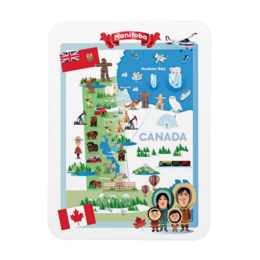 Manitoba Canada Cartoon Poster Magneet (Verticaal)