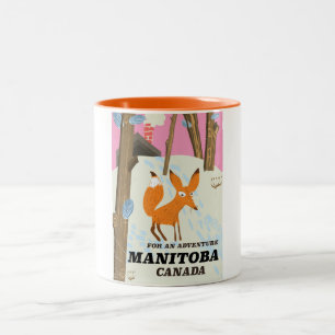 Manitoba Canada vintage stijl reisposter Tweekleurige Koffiemok