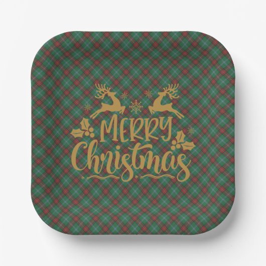 Manitoba Provincial Tartan Christmas Papieren Bordje (Voorkant)