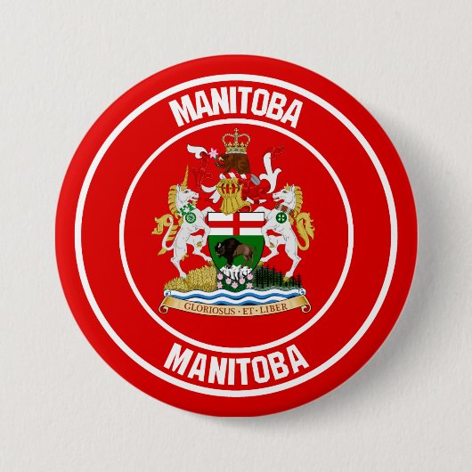 Manitoba Round Emblem Ronde Button 7,6 Cm (Voorkant)