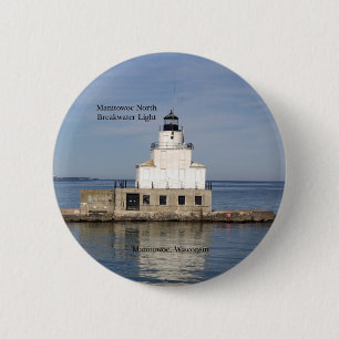 Manitowoc North Breakwater Light-toets Ronde Button 5,7 Cm