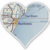 Manitowoc WI kaart Sticker (Voorkant)