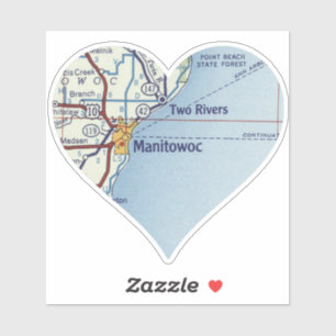 Manitowoc WI  kaart Sticker