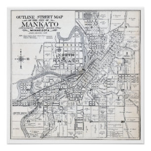 Mankato Map uit 1914 Perfect Poster