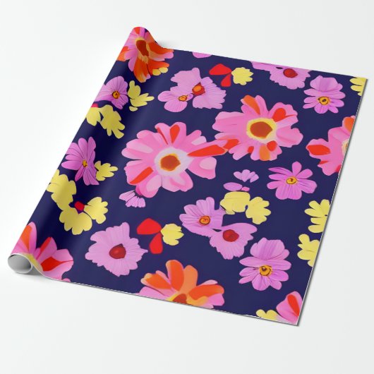 MankDhani Colorful Flowers Pattern Cadeaupapier (Uitgerold)
