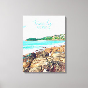 Manly Beach Ocean surf Australië reizen Canvas Afdruk
