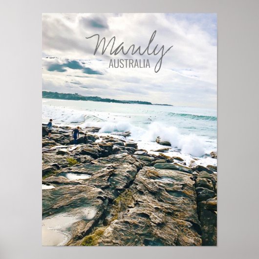 Manly Beach Ocean surf Australië reizen Poster (Voorkant)
