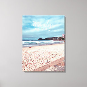 Manly Beach retro Australië reizen Canvas Afdruk