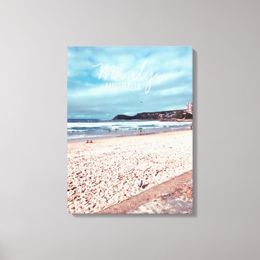 Manly Beach retro Australië reizen Canvas Afdruk (Voorkant)