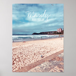 Manly Beach retro Australië reizen Poster