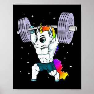 Manly Eenhoorn Bodybuilding Spier Grappige Workout Poster