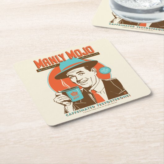 Manly Mojo Coffee Vierkante Kartonnen Onderzetter (Schuin)