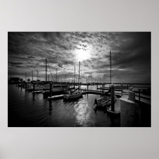 Manly Yacht Club in Dramatic Black and White Poster