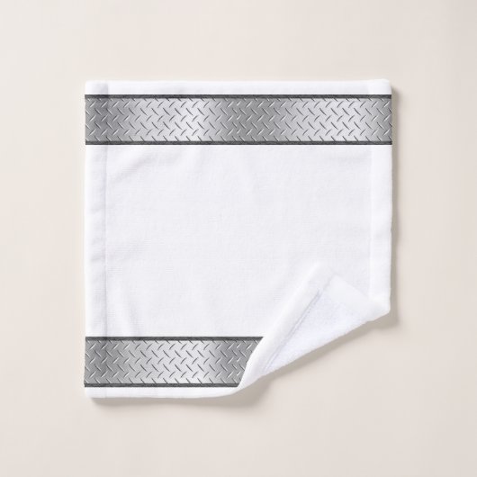 Manly zilver Metallic op witte handdoek set (Wasdoekje)