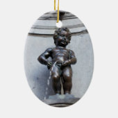 Mannekin Pis in Brussel Keramisch Ornament (Achterkant)