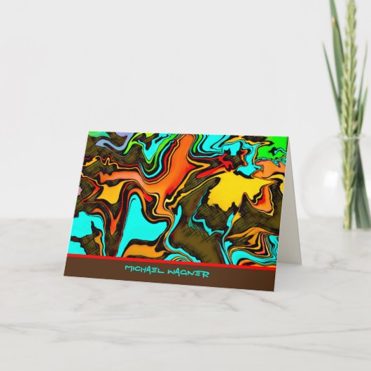 Mannelijk Abstract Bruin Kleurrijke Modern Blank Kaart (Voorkant)