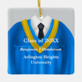 Mannelijk Afstudeerder Gown Blauw en Goud Ornament (Voorkant)