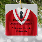 Mannelijk Afstudeerder Gown Rood en Wit Ornament
