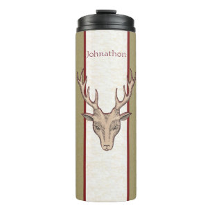 Mannelijk Bruin Trofee Herten Hoofd gewei Rode Ran Thermosbeker