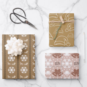 Mannelijk Elegant Bruin Kerstpatroon Inpakpapier Vel