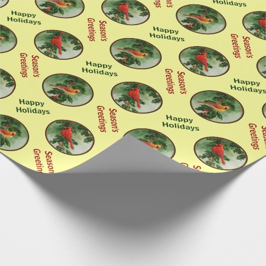 Mannelijk en Vrouw Kardinalen Geel Cadeaupapier (Hoek)